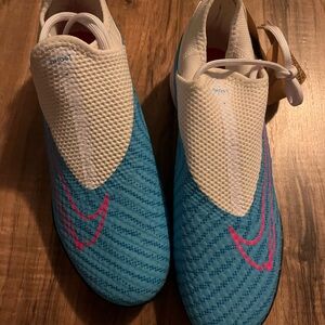 Nike Blue and White Turf Shoes